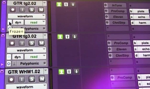 New Freeze Track Function in a new version of Pro Tools 11